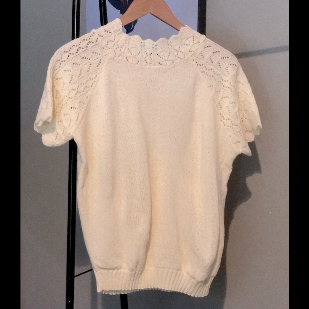 Sweater Yellow Short Sleeve Size L Haband